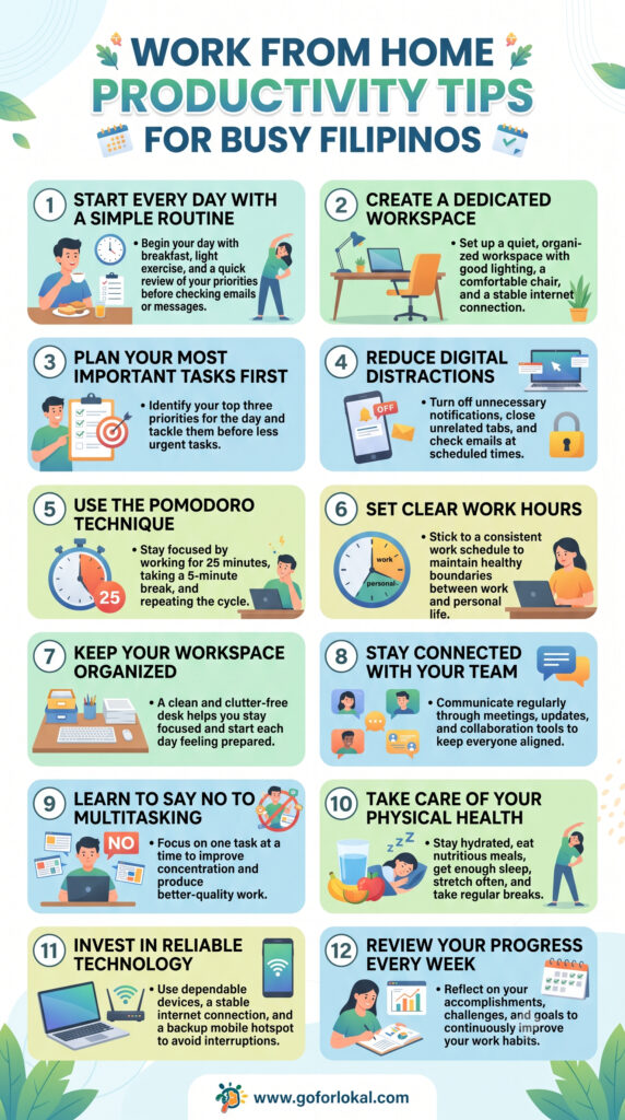 Work From Home Productivity Tips Infographics